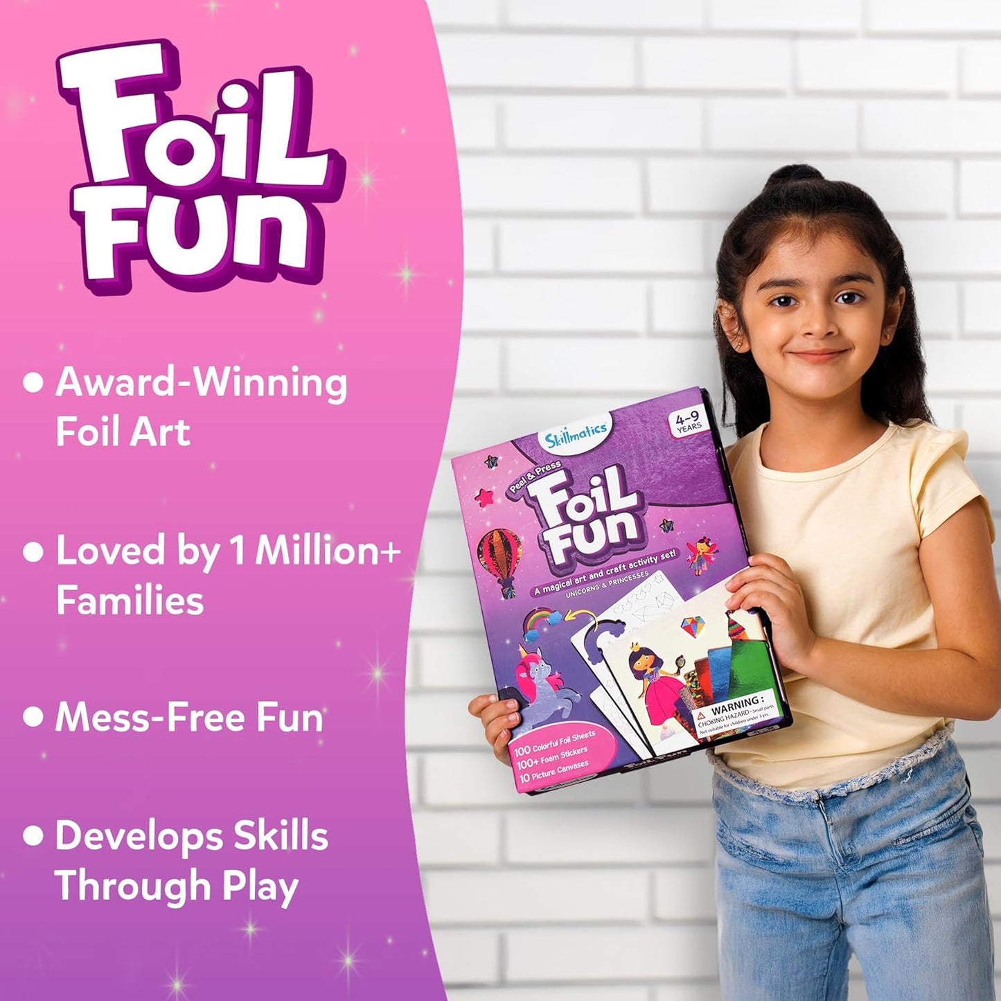 Skillmatics Foil Fun - No Mess Unicorns & Princesses Art Kit | Creative DIY Activity for Kids Ages 4-9