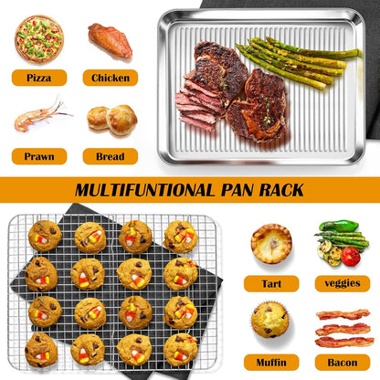 P&P CHEF Stainless Steel Baking Oven Pan - Versatile Sheet Tray with Cooling Rack | 17.5 x 13 x 1 Inch