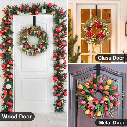 HEYHOUSE Wreath Hanger - Adjustable Over The Door Hook for Easter & Christmas Decor | Supports 20 lbs, Fits 14.9-25" Wreaths