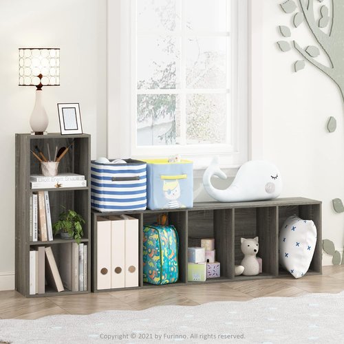 Furinno LUDER 5-Tier Bookshelf - Open Shelves for Easy Assembly | French Oak, 9.4 x 15.8 x 52 Inches