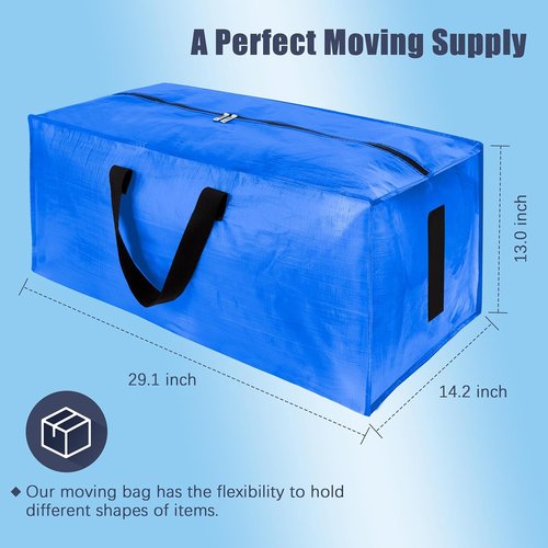 HOMESURE Large Water-Resistant Moving Bags - 8 Pack Heavy Duty Storage Totes with Zippers & Handles | Sky Blue