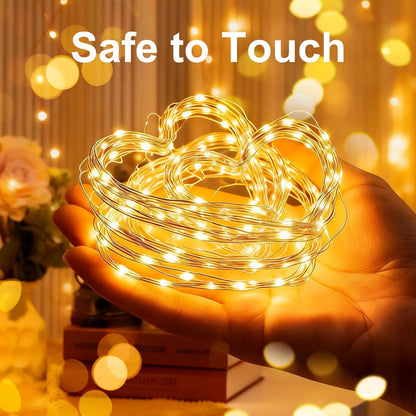 Skiennix Fairy String Lights - 16ft 50 LED Copper Twinkle Lights with Remote & Timer | Waterproof for Indoor & Outdoor Decor
