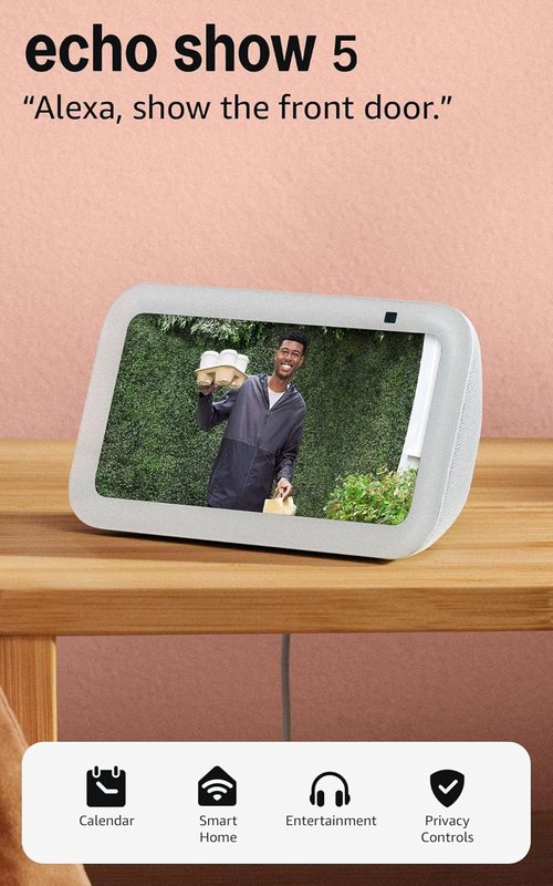 Amazon Echo Show 5 - Smart Display with Alexa - Enhanced Bass & Clarity - Glacier White