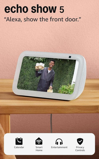Amazon Echo Show 5 - Smart Display with Alexa - Enhanced Bass & Clarity - Glacier White