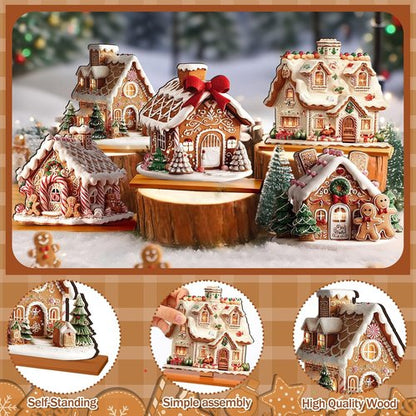Chunful Gingerbread House Decorations - 5 Pcs Christmas Centerpiece for Festive Home Decor