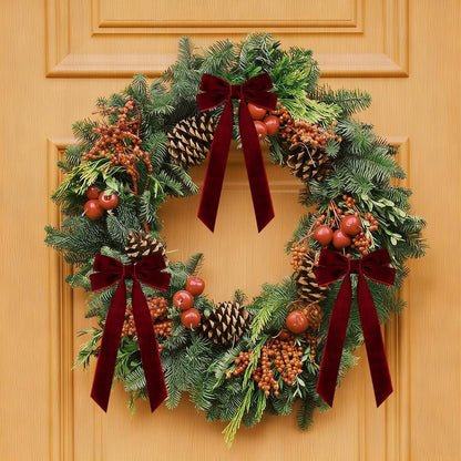 Velvet Ribbon Bows by Wine Red | 12 Pcs 5in x 10in Christmas Tree Ornaments for Holiday Decor