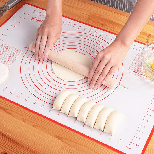 Silicone Baking Mat - Non-Stick Pastry Mat with Measurements for Easy Baking | Extra Thick Red (16" x 20")
