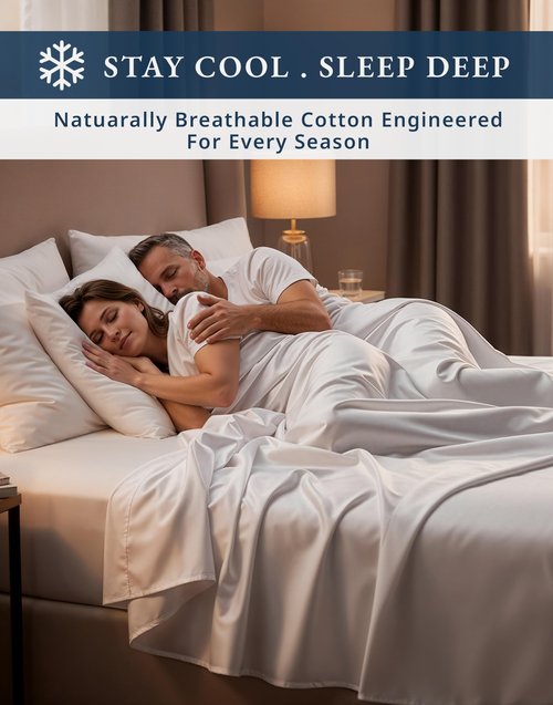 100% Egyptian Cotton Sheets Queen Size - Naturally Cooling & Breathable 4 Piece Silky Sateen Weave Queen Sheet Set, Ultra-Soft & Durable Hotel Luxury Sheets with 15" Snug Fit Deep Pockets - White