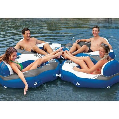 INTEX 58854EP River Run Connect Inflatable Floating Lounge: Comfortable Backrest – Built-in Cup Holder – Durable Grab Handles – Easy-to-Use Connectors – 220lb Weight Capacity