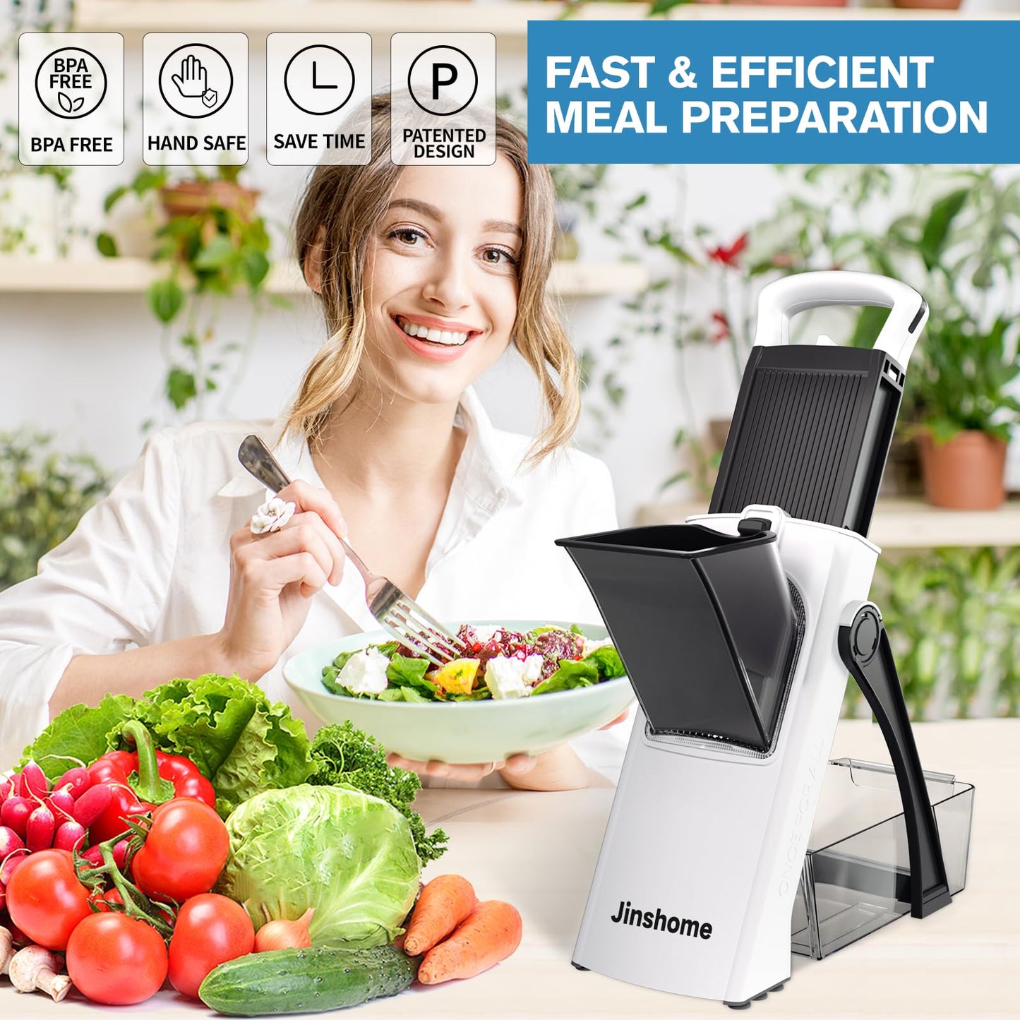 Upgrade Safe Mandoline Slicer Plus, Vegetable Slicer and Food Chopper Adjustable Thickness Potato Slicer French Fries Cutter, Kitchen Chopping Artifact