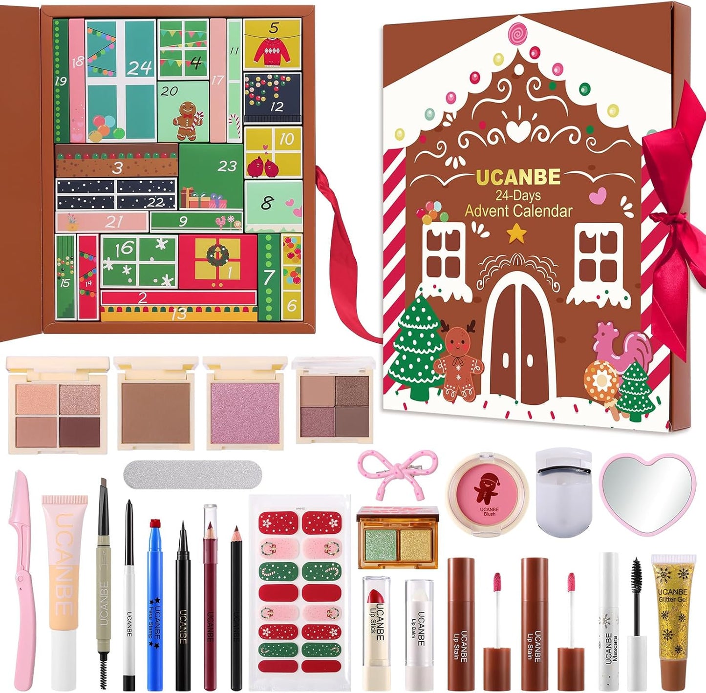 UCANBE Makeup Advent Calendar 2025 - 24 Days of Christmas Gift Sets for Women & Teens | Full Makeup Kits