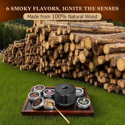 Old Fashioned | Automatic Electric Whiskey Smoker Kit - Rechargeable Infuser with 4 Light Modes & 6 Wood Chips
