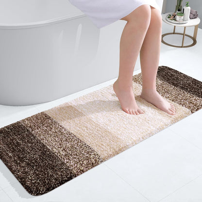 OLANLY Bathroom Runner Rug - Extra Soft Microfiber Mat | Quick Dry & Washable, 47x17, Light Brown