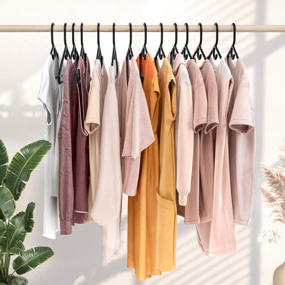 Neaterize Heavy Duty Black Plastic Clothes Hangers - 12 Pack for Coats, Jackets & Suits | Essential Closet Organizer