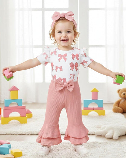 Renotemy Newborn Baby Girl Clothes - Cute Infant Romper & Bell Bottom Pant Set | Preemie to 12 Months