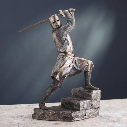 Veronese Design 12 Inch Crusader Templar Knight Wielding Great Sword Cold Cast Resin Bronze Finish Statue Warrior Figurine