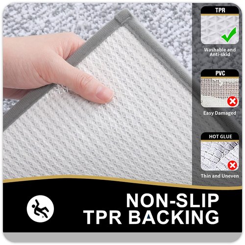 OLANLY Bathroom Rugs 24x16, Extra Soft and Absorbent Microfiber Bath Mat, Non-Slip, Machine Washable, Quick Dry Shaggy Bath Carpet, Suitable for Bathroom Floor, Tub, Shower (Small, Grey)