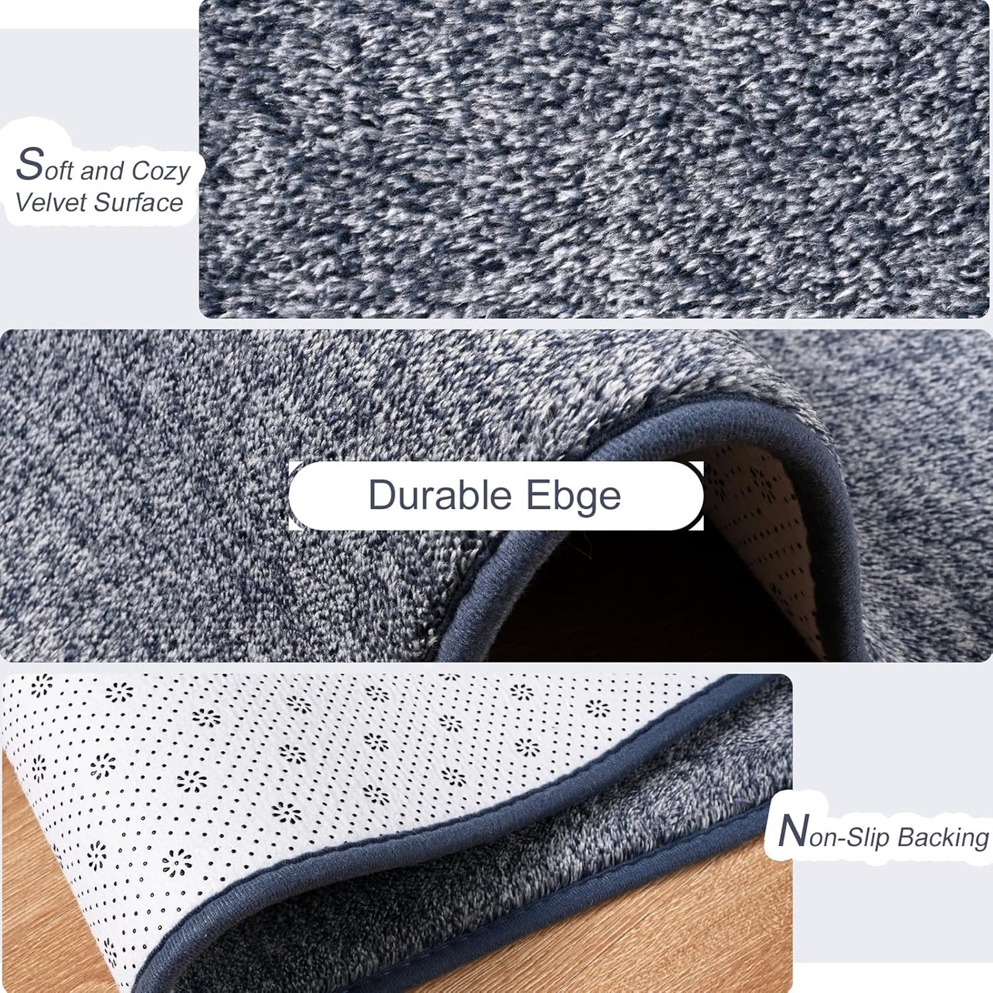 Amearea Soft Area Rug - Chic Washable 2x3 Small Throw Rug for Bedroom, Hallway & Kitchen | Blue & White Non-Slip Design