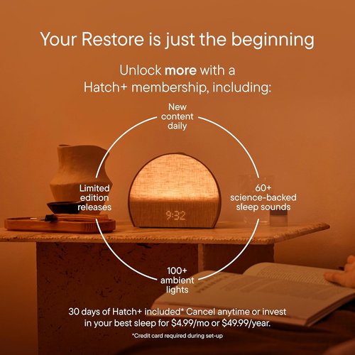 Hatch Restore 3 Sunrise Alarm Clock - Smart Sound Machine & Light for Screen-Free Sleep (Greige)