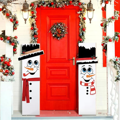 48 Pcs Snowman Face Stickers for Crafts Christmas Decorations - Waterproof Holiday Decals