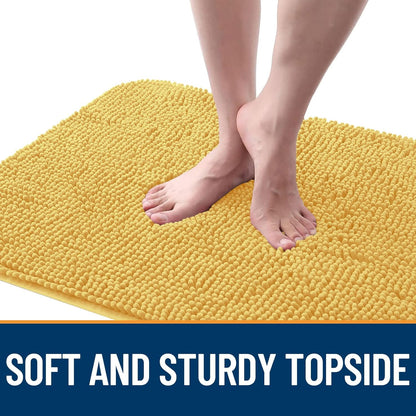 OLANLY Dog Door Mat - Absorbent Non-Slip Chenille for Muddy Paws | 59x35 Inches, Quick Dry, Yellow