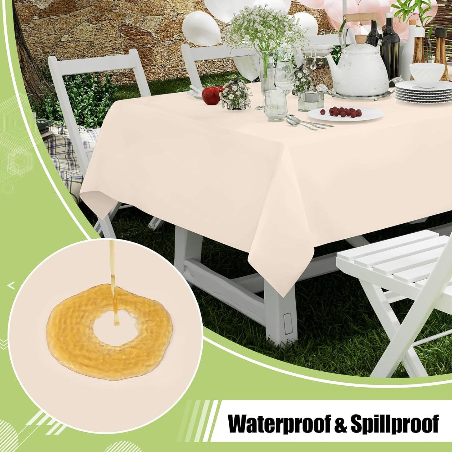 Smiry Disposable Tablecloths - Waterproof 54 x 108 Inch Rectangle Covers | 6 Pack, Ivory, Sturdy & Leakproof