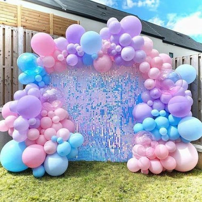 HILAVO 60Pcs 12-Inch Metallic Pastel Balloons - Iridescent Pink, Blue & Purple for Girls' Birthday Parties