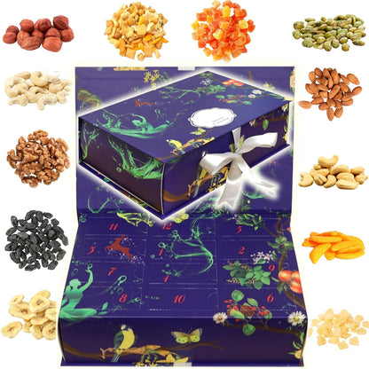 Skiennix 12-Day Advent Calendar - Gourmet Dried Fruit, Nuts & Crackers Gift Box for Holiday Countdown