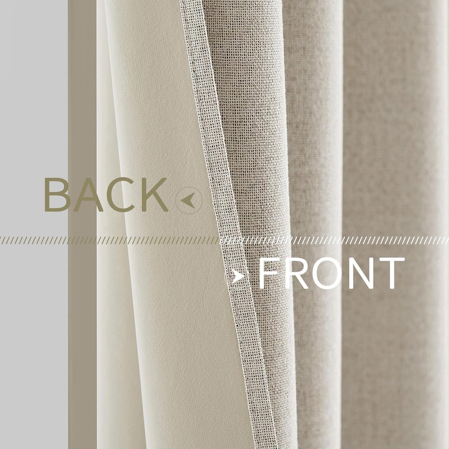 MIULEE Blackout Linen Curtains - 100% Thermal Insulated Grommet Drapes for Bedroom & Living Room | 52 x 90 Inch (2 Panels)