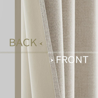 MIULEE Blackout Linen Curtains - 100% Thermal Insulated Grommet Drapes for Bedroom & Living Room | 52 x 90 Inch (2 Panels)