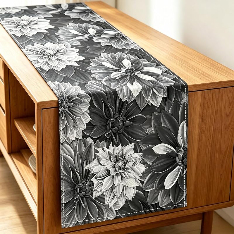 OYIMUA Grey Chenille Table Runner 13x72in - Waterproof, Heat-Resistant