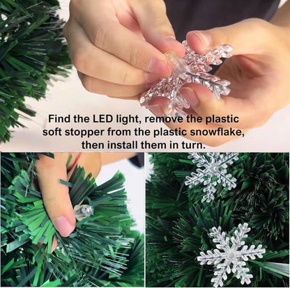 Juegoal Pre-Lit Artificial Christmas Trees - 3 FT Lighted Green Fiber Optic Entrance Trees | 8 Lighting Modes, Gold Urn Base