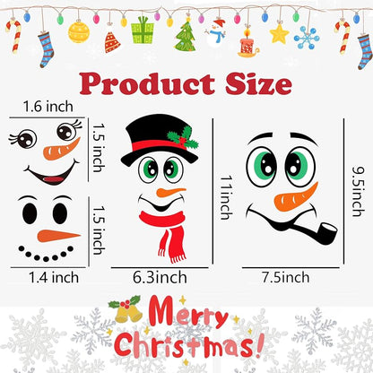 47-Pack Snowman Face Stickers for Crafts and Holiday Decor