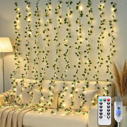 JMEXSUSS Pothos Curtain Lights with 200 LEDs, 6.5ft x 6.5ft USB Vine Lights - Variation: Pothos+6.5x6.5ft