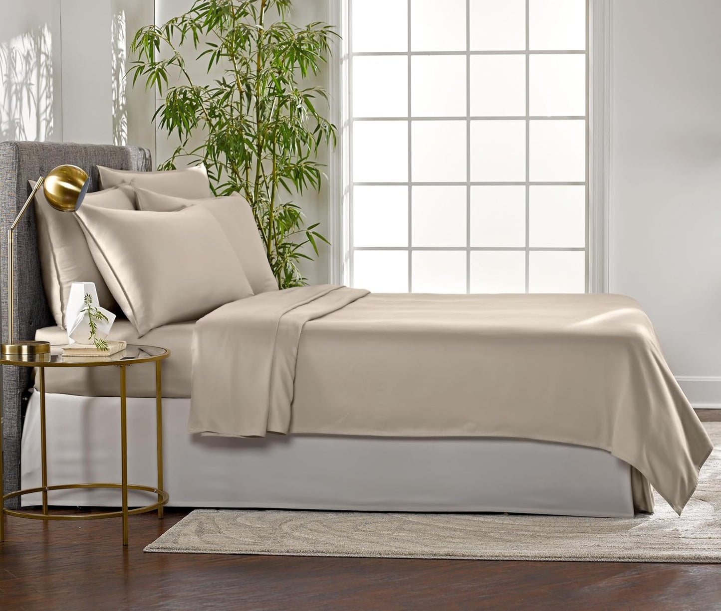 Pure Bamboo Queen Sheets - Luxuriously Soft & Cooling 100% Organic Viscose Bed Sheet Set | Sand Color