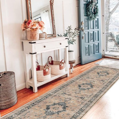 Hallway Washable Runner Rug - Vintage Soft Non-Slip 2x7 Entryway Carpet | Ideal for Kitchen & Living Room (Orange)