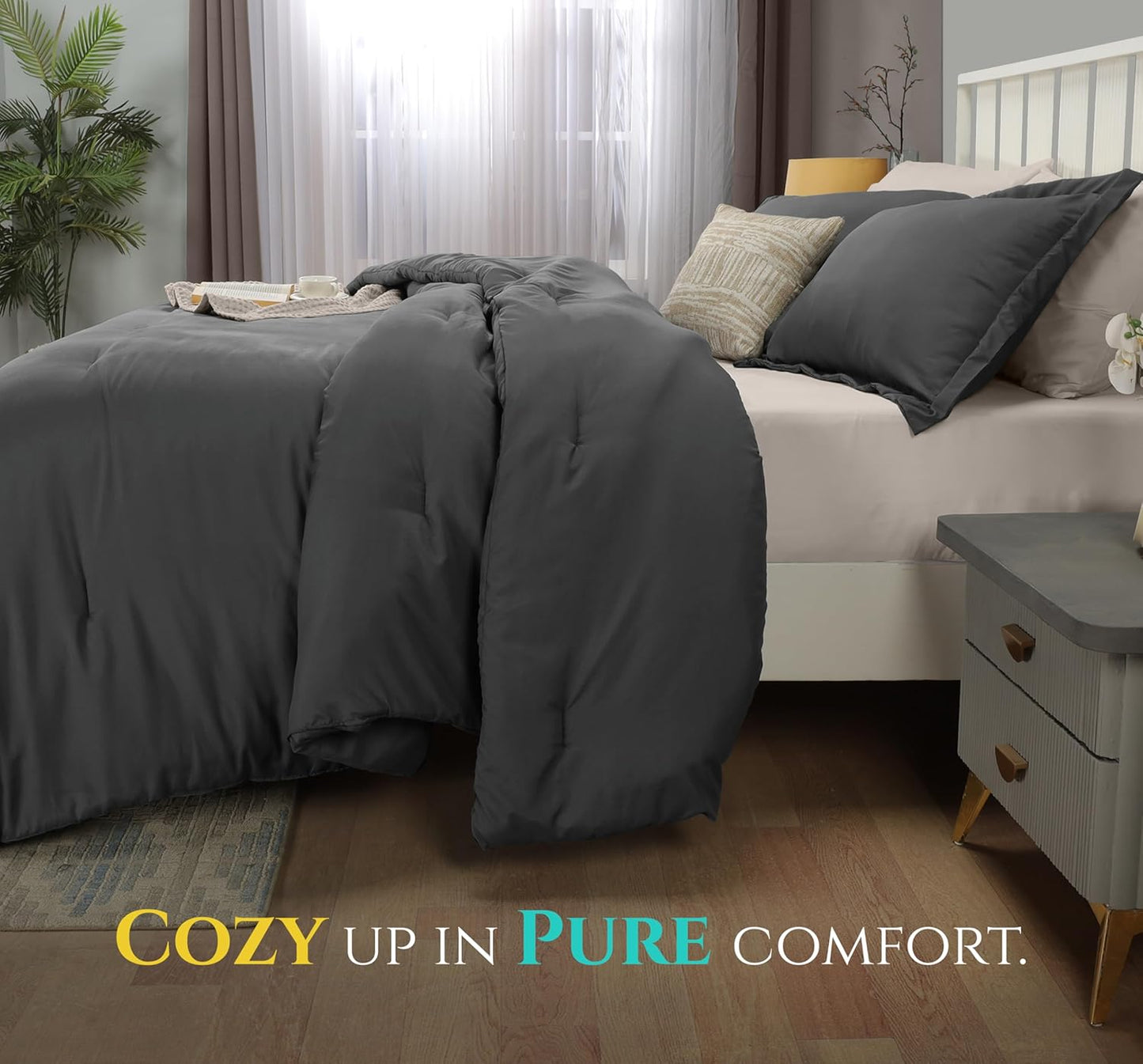 Utopia Bedding Queen Comforter Set - 3 Piece Soft Down Alternative in Grey | 88 x 88 Inches Comforter & 2 Pillow Shams