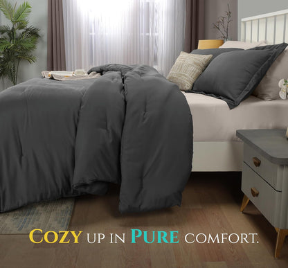 Utopia Bedding Queen Comforter Set - 3 Piece Soft Down Alternative in Grey | 88 x 88 Inches Comforter & 2 Pillow Shams