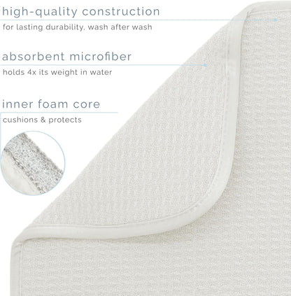 S&T INC. Dish Drying Mat - Absorbent Microfiber Kitchen Counter Pad, 16” x 18”, Large Cream Color