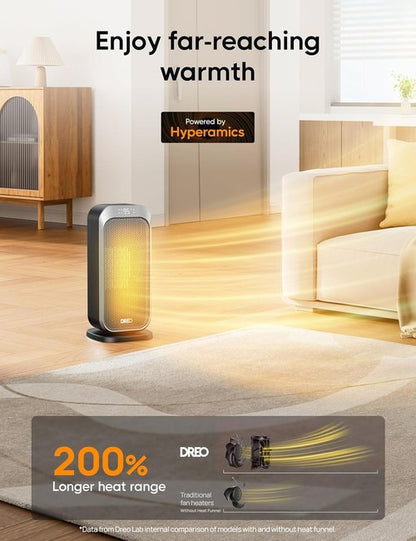 DREO Quiet Space Heater - 1500W Portable Electric Heater with Remote & 70° Oscillation | Ideal for Office & Bedroom
