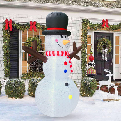 XL Outdoor Christmas Decorations Yard Inflatables Blow Up Xmas Large Holiday Lawn Decor Winter Snowflakes Snowman, 8' Tall, by HappyThings!