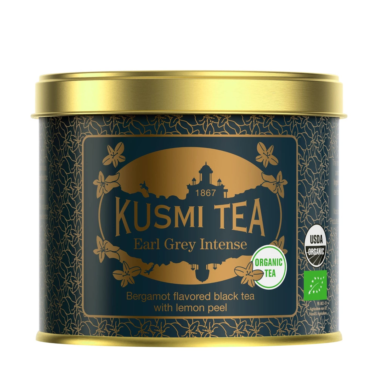 Kusmi Tea - Earl Grey Intense - Organic Earl Grey Black Tea - Features Bolder Bergamot & Tangy Lemon - Strong, Robust, Caffeinated Tea - Loose Leaf Tea - Tin Box of 3.5 oz