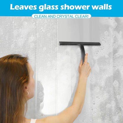 Skiennix Shower Squeegee - Premium Glass Door & Mirror Cleaner with Hook - Silicone Gray Finish