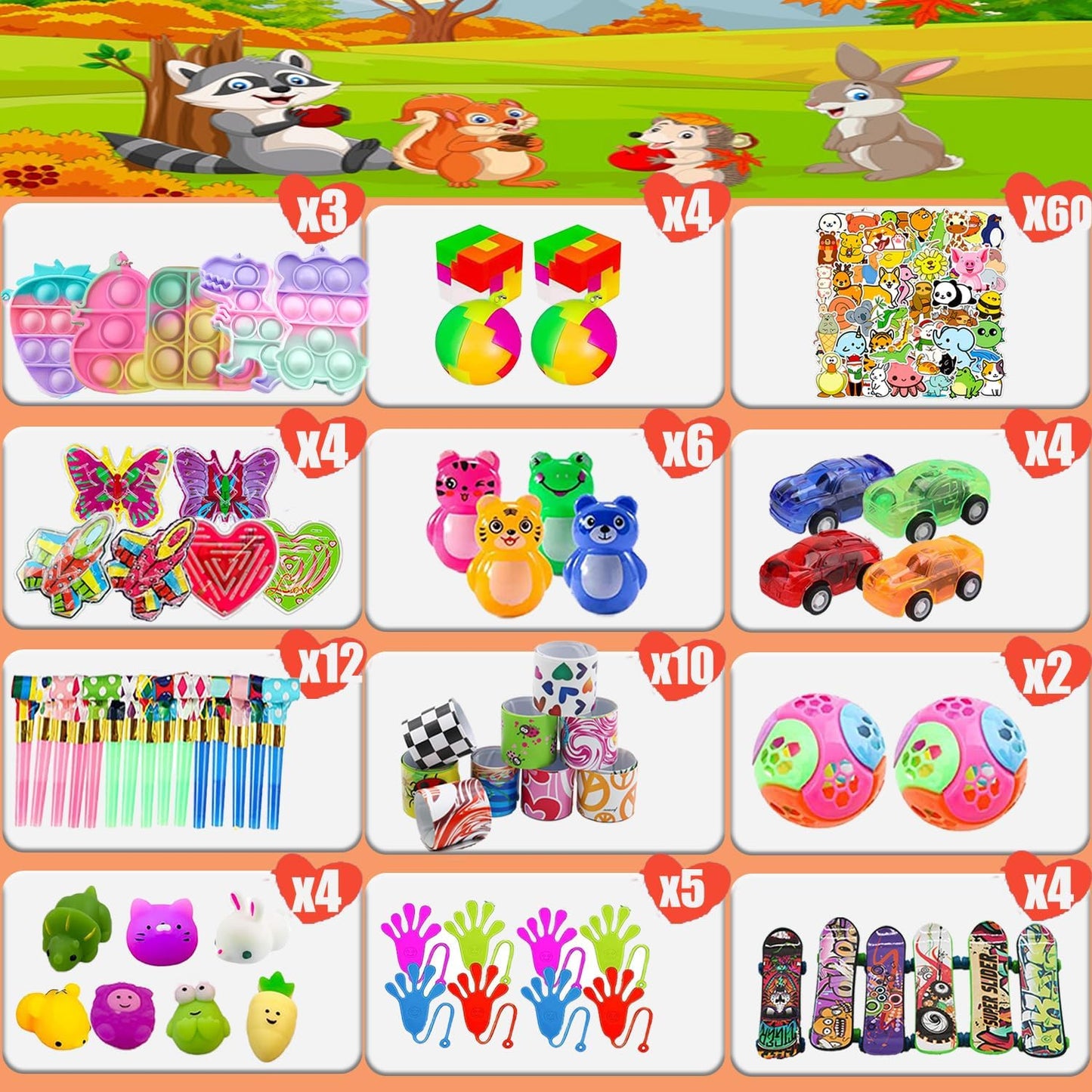Skiennix 118 Pcs Fidget Treasure Box Toys - Perfect Party Favors & Goodie Bag Stuffers for Kids Ages 4-12