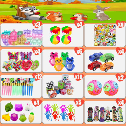 Skiennix 118 Pcs Fidget Treasure Box Toys - Perfect Party Favors & Goodie Bag Stuffers for Kids Ages 4-12