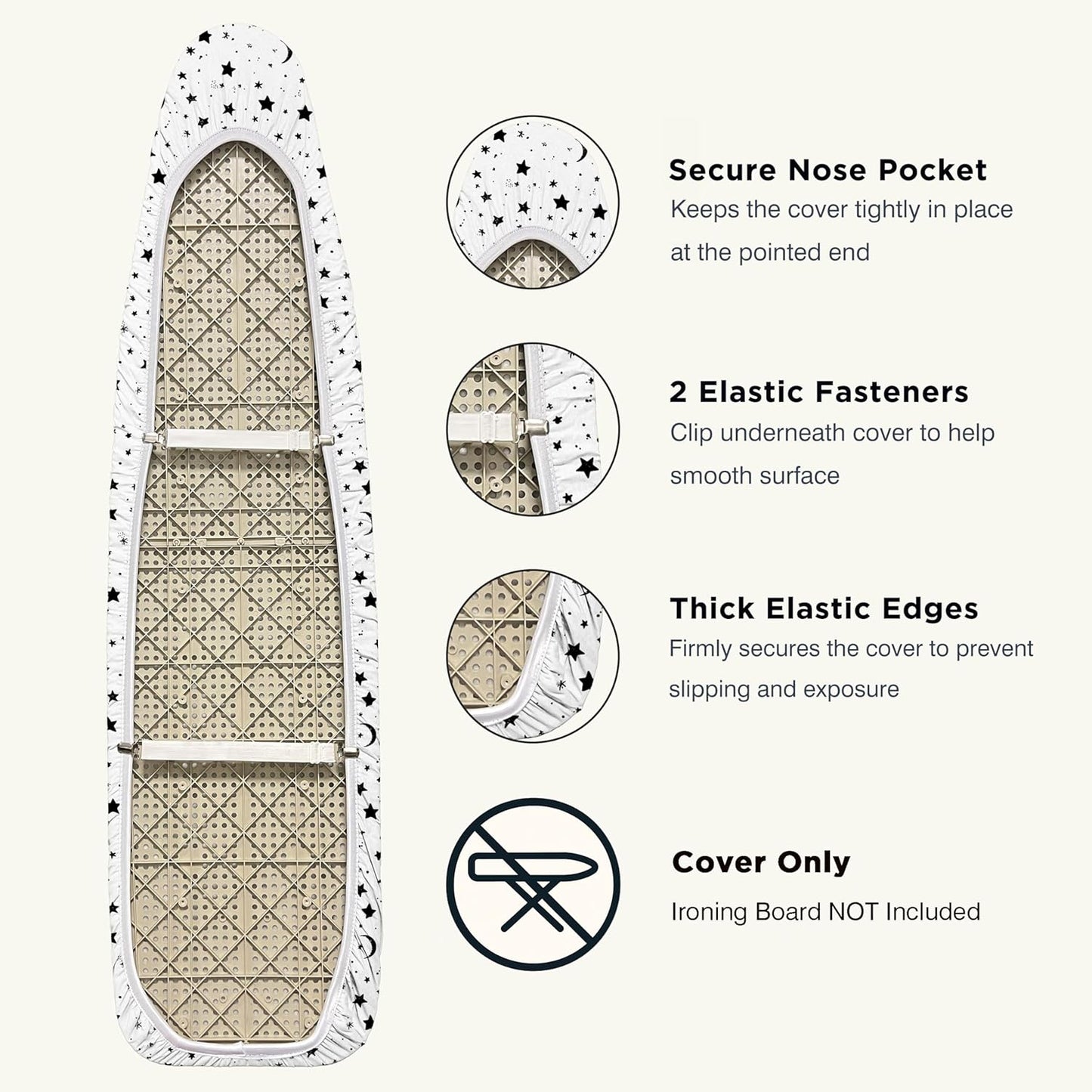 UniSimp Ironing Board Cover - Extra Thick Natural Cotton, Scorch & Stain Resistant | 15"x54" Nightfall