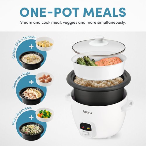 AROMA® Rice Cooker & Food Steamer - One-Touch Auto-Warm, 20 Cups Cooked Capacity (ARC-390NGP)