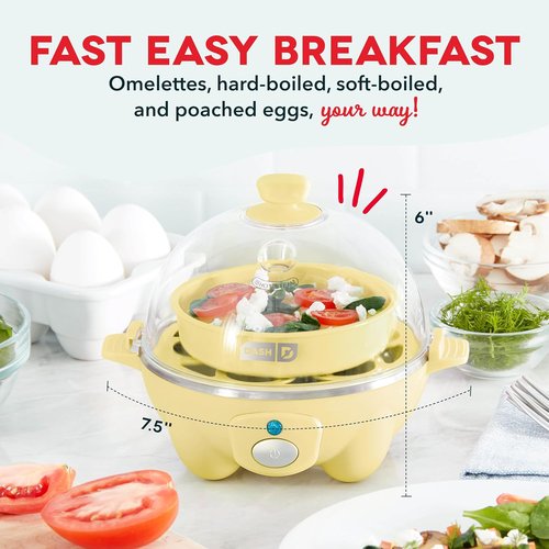 Dash Rapid Egg Cooker - Versatile Boiler, Poacher & Steamer - Holds 7 Eggs, Includes Recipe Guide - Yellow