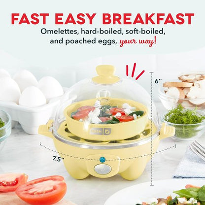 Dash Rapid Egg Cooker - Versatile Boiler, Poacher & Steamer - Holds 7 Eggs, Includes Recipe Guide - Yellow