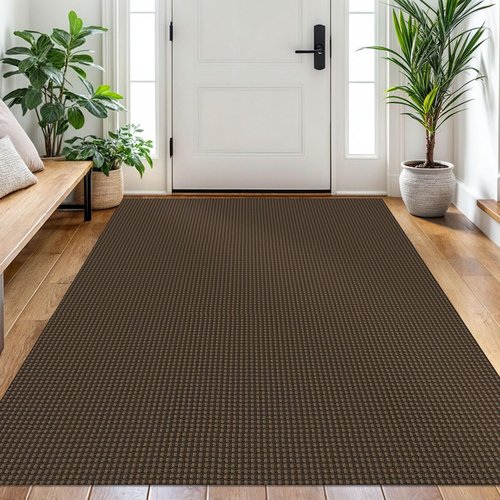 EARTHALL Woven Area Rug 4x6 Ft Washable Rugs for Entryway Non Slip Braided Throw Rugs Bedroom Carpet Cotton Entry Rug Cotton Floor Carpets for Bedroom Dining Room Living Room, Brown